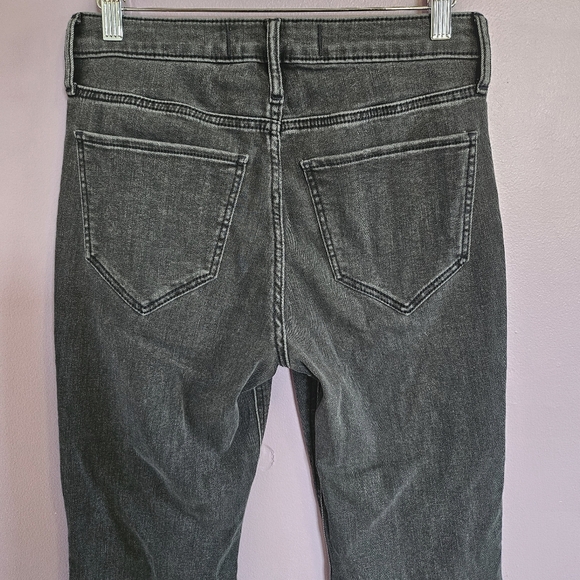 Hollister Washed Black Soft Stretch High Rise Raw Hem Split Leg Flare Jeans - Picture 8 of 11